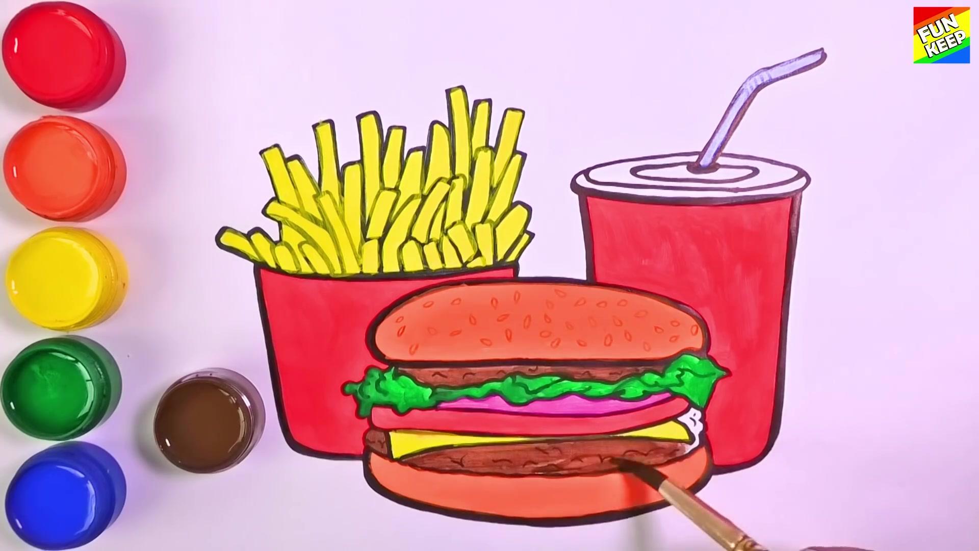肯德基麦当劳汉堡套餐儿童创意简笔画