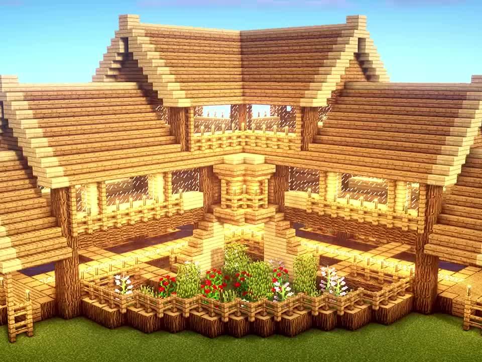 Minecraft 简单的综合大中型木制建筑 西瓜视频